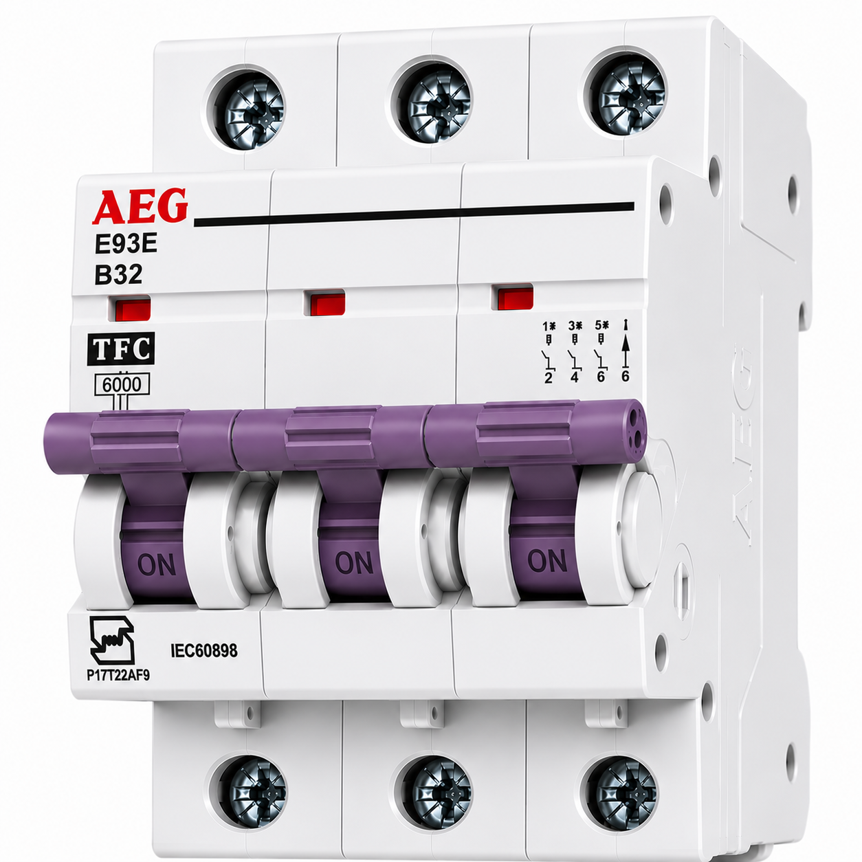 کلید فیوز مینیاتوری سه فاز AEG تیپ B قدرت قطع 6kA