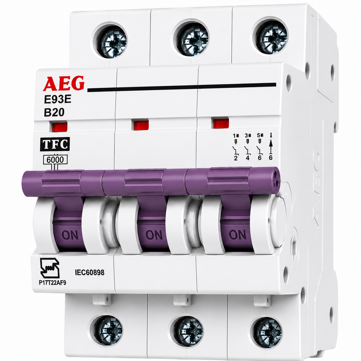 کلید فیوز مینیاتوری سه فاز AEG تیپ B قدرت قطع 6kA