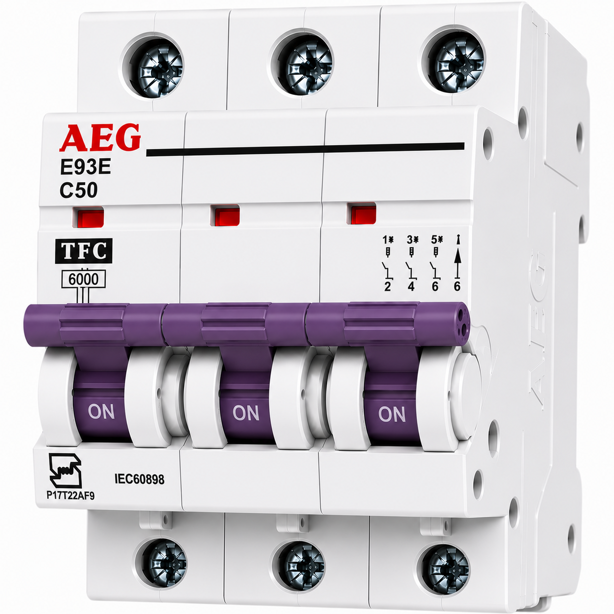 کلید فیوز مینیاتوری سه فاز AEG تیپ C قدرت قطع 6kA