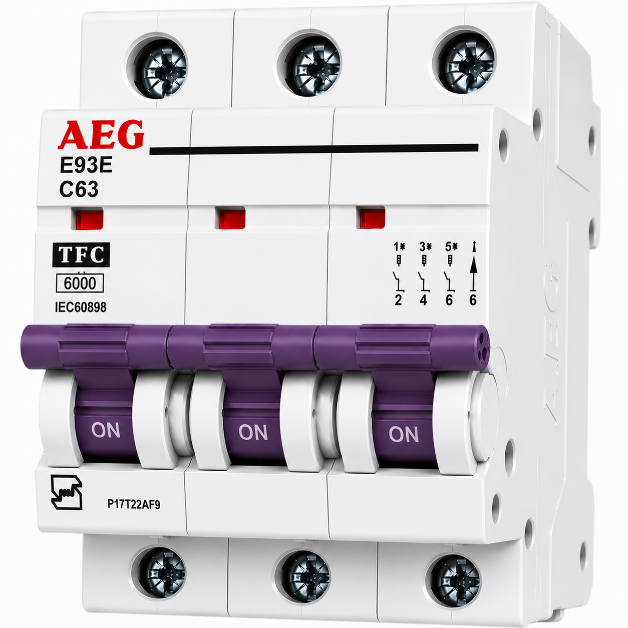 کلید فیوز مینیاتوری سه فاز AEG تیپ C قدرت قطع 6kA