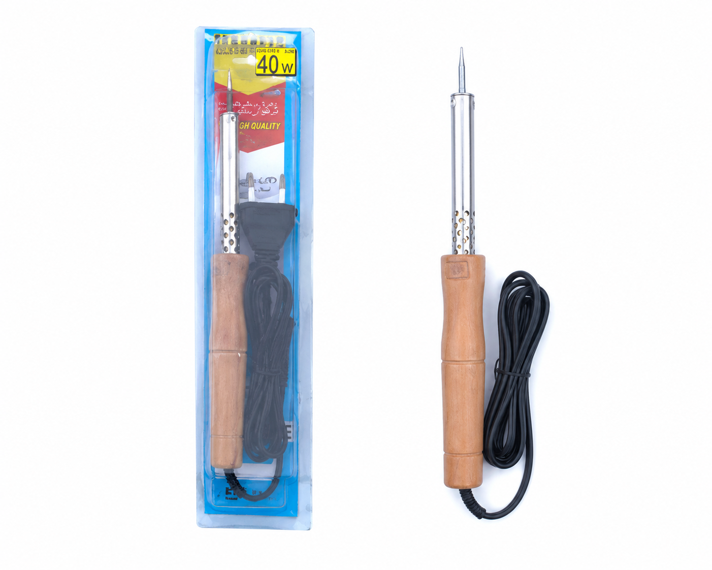 هویه 40 وات دست چوبی حرارت الکتریک مناسب لحیم‌کاری قطعات الکترونیکی و اتصالات سیم با دسته چوبی
