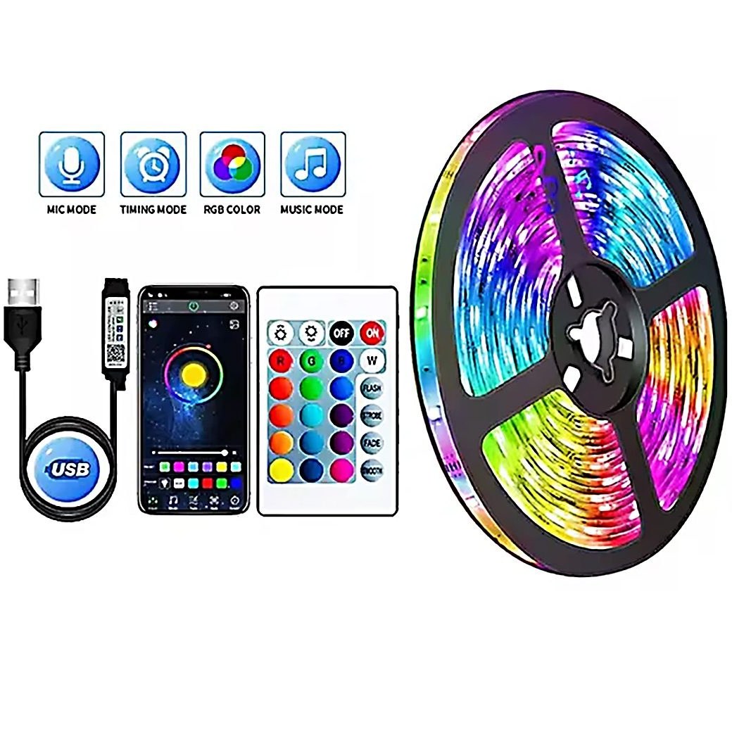 ریسه هوشمند RGB مدل SN-3 پنج متری با رقص نور حساس به صدا و اتصال USB