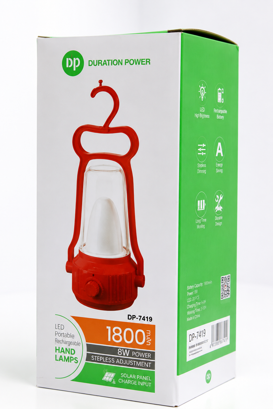 چراغ فانوسی DP-7419 با باتری ۱۸۰۰ میلیآمپرساعت و کلید چرخشی