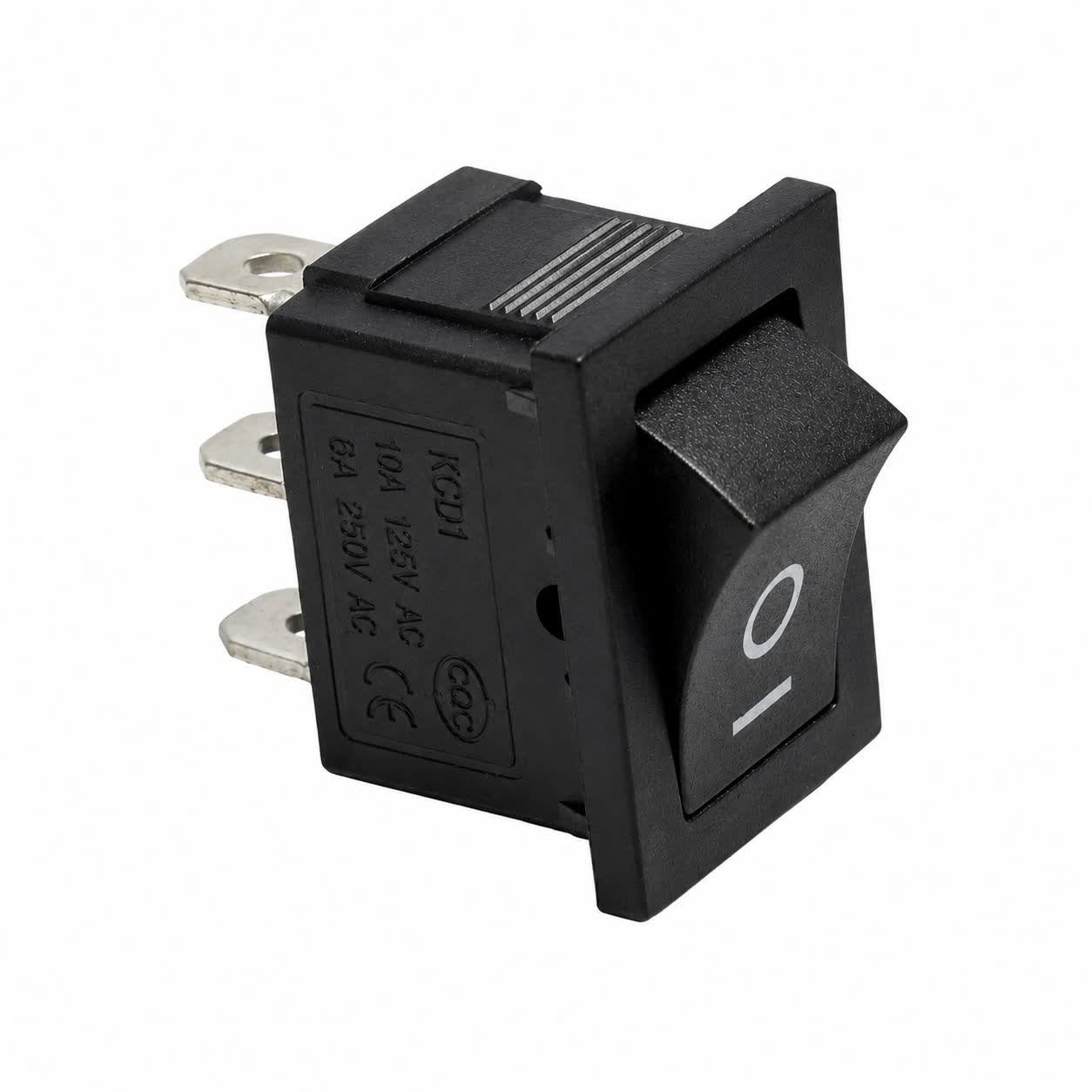 کلید راکر چهارگوش KCD1 سه حالته AC مشکی