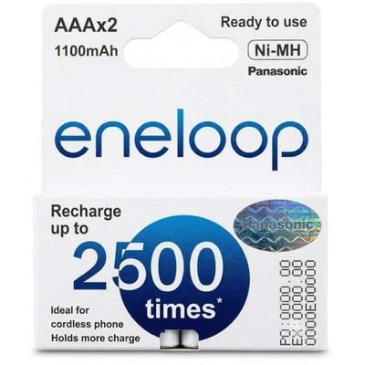 باتری شارژی نیمقلمی پاناسونیک Eneloop AAA ظرفیت 1100 میلیآمپر ساعت بسته 2 عددی