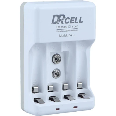 شارژر باتری چهارتایی DRcell مدل D401 مناسب باتری قلمی نیم قلمی و 9 ولتی